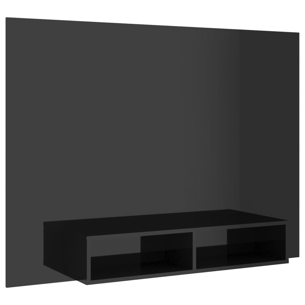 Mobile TV a Muro Nero Lucido 135x23,5x90 cm in Truciolato 808285