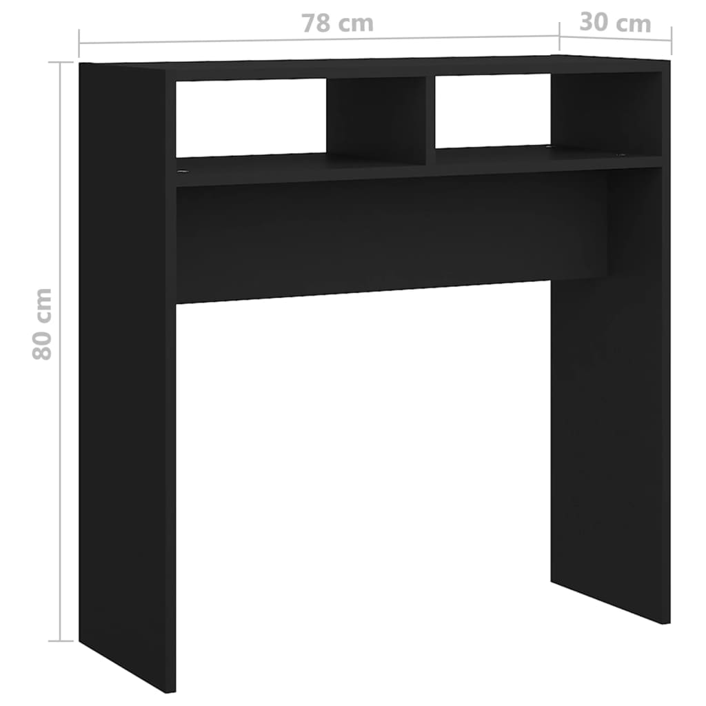 Tavolino Consolle Nero 78x30x80 cm in Legno Multistrato cod mxl 29827