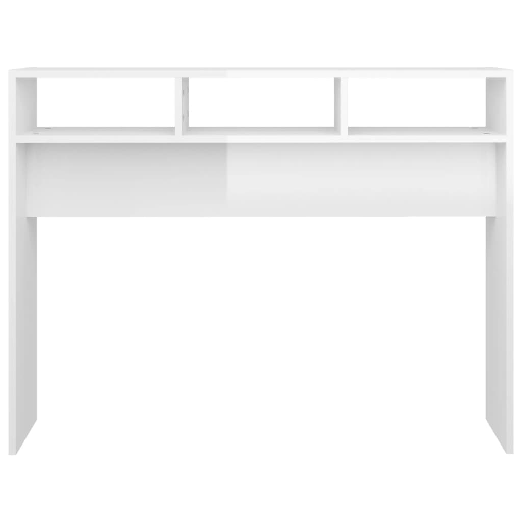 Tavolo Consolle Bianco Lucido 105x30x80 cm in Truciolato 808311