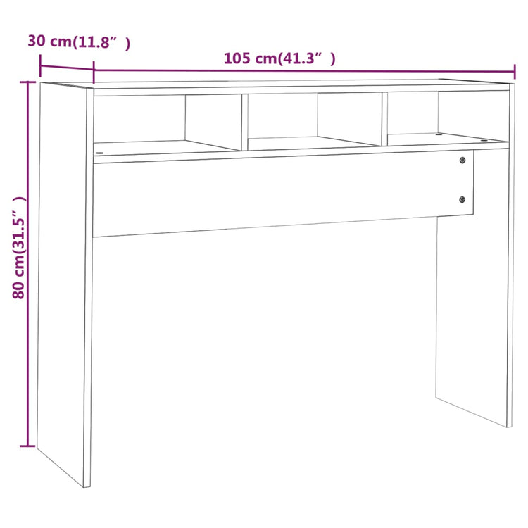 Tavolo Consolle Bianco Lucido 105x30x80 cm in Truciolato