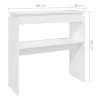 Tavolo Consolle Bianco 80x30x80 cm in Truciolato