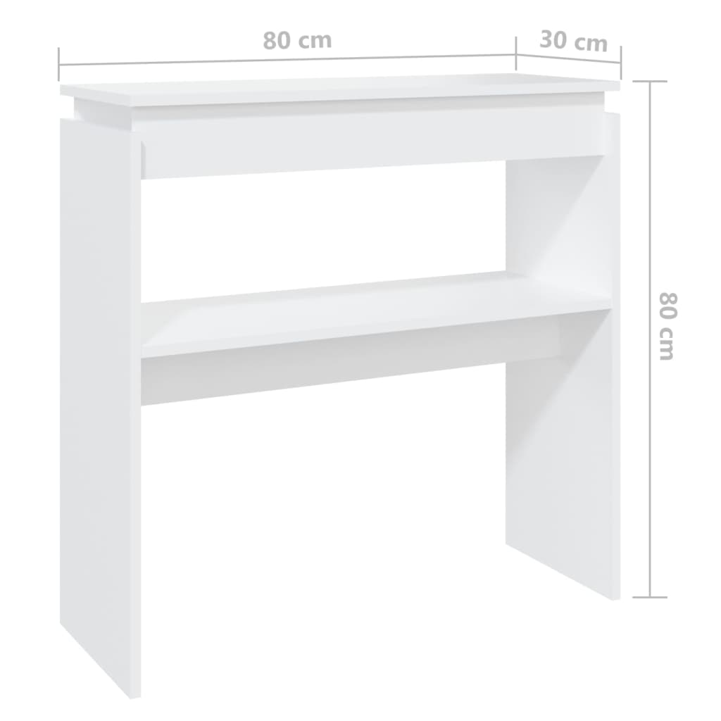 Tavolino Consolle Bianco 80x30x80 cm in Legno Multistrato 808314