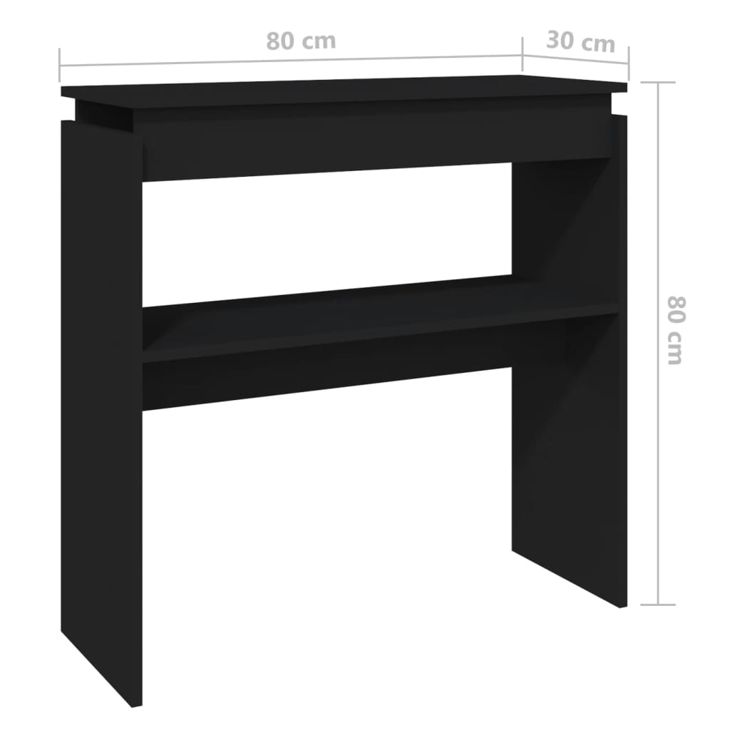 Tavolo Consolle Nero 80x30x80 cm in Truciolato 808315