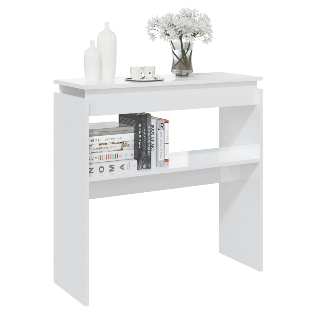 Tavolo Consolle Bianco Lucido 80x30x80 cm in Truciolato cod mxl 13134