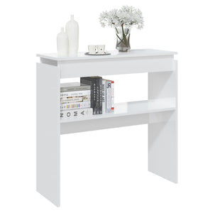 Tavolo Consolle Bianco Lucido 80x30x80 cm in Truciolato 808320