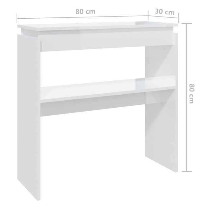 Tavolo Consolle Bianco Lucido 80x30x80 cm in Truciolato cod mxl 13134