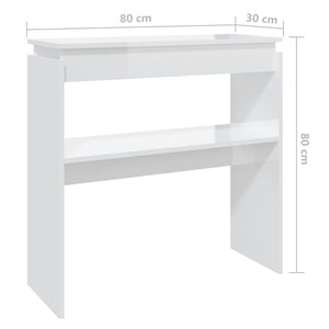 Tavolo Consolle Bianco Lucido 80x30x80 cm in Truciolato 808320