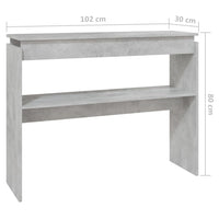 Tavolino Consolle Grigio Cemento 102x30x80cm Legno Multistrato 808327