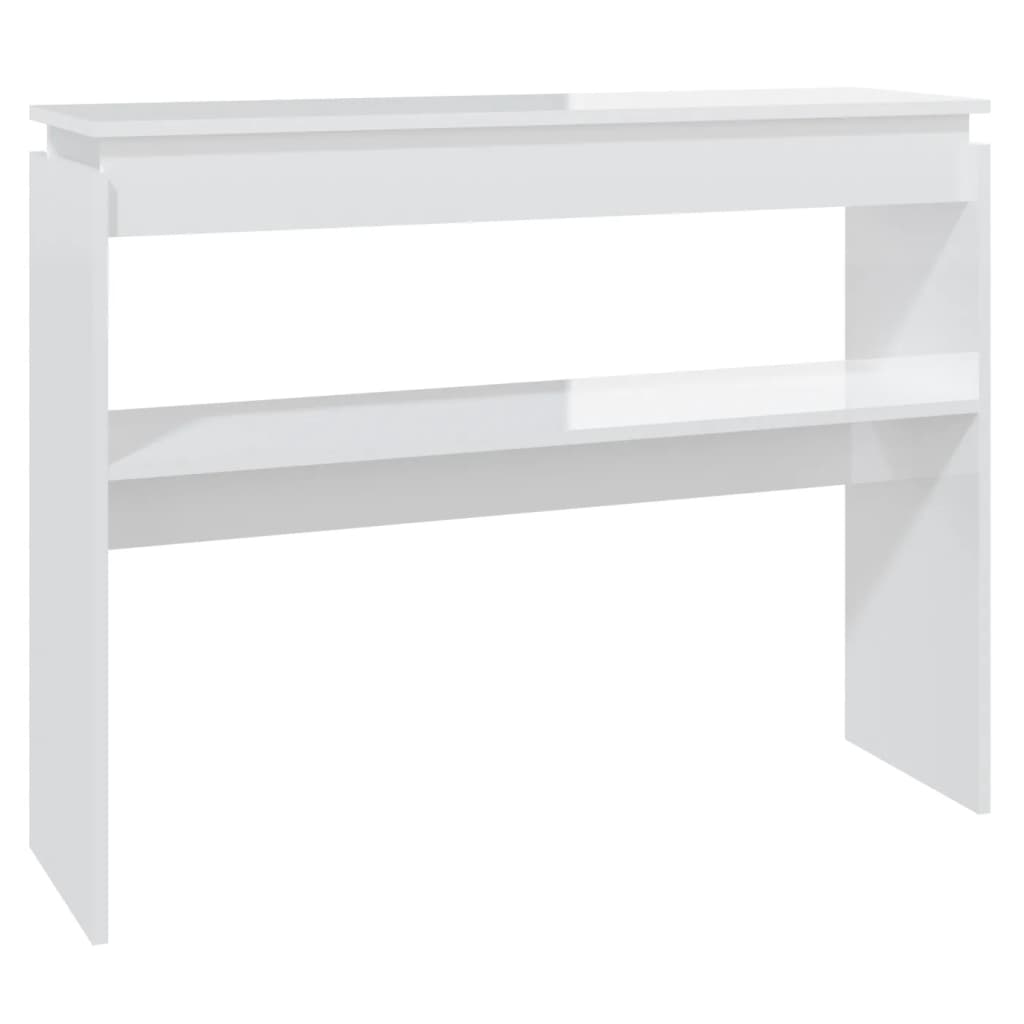 Tavolo Consolle Bianco Lucido 102x30x80 cm in Truciolato 808329