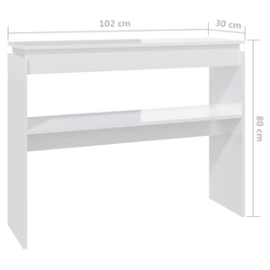 Tavolo Consolle Bianco Lucido 102x30x80 cm in Truciolato cod mxl 9057