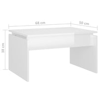 Tavolino da Salotto Bianco Lucido 68x50x38 cm in Truciolato cod mxl 14856