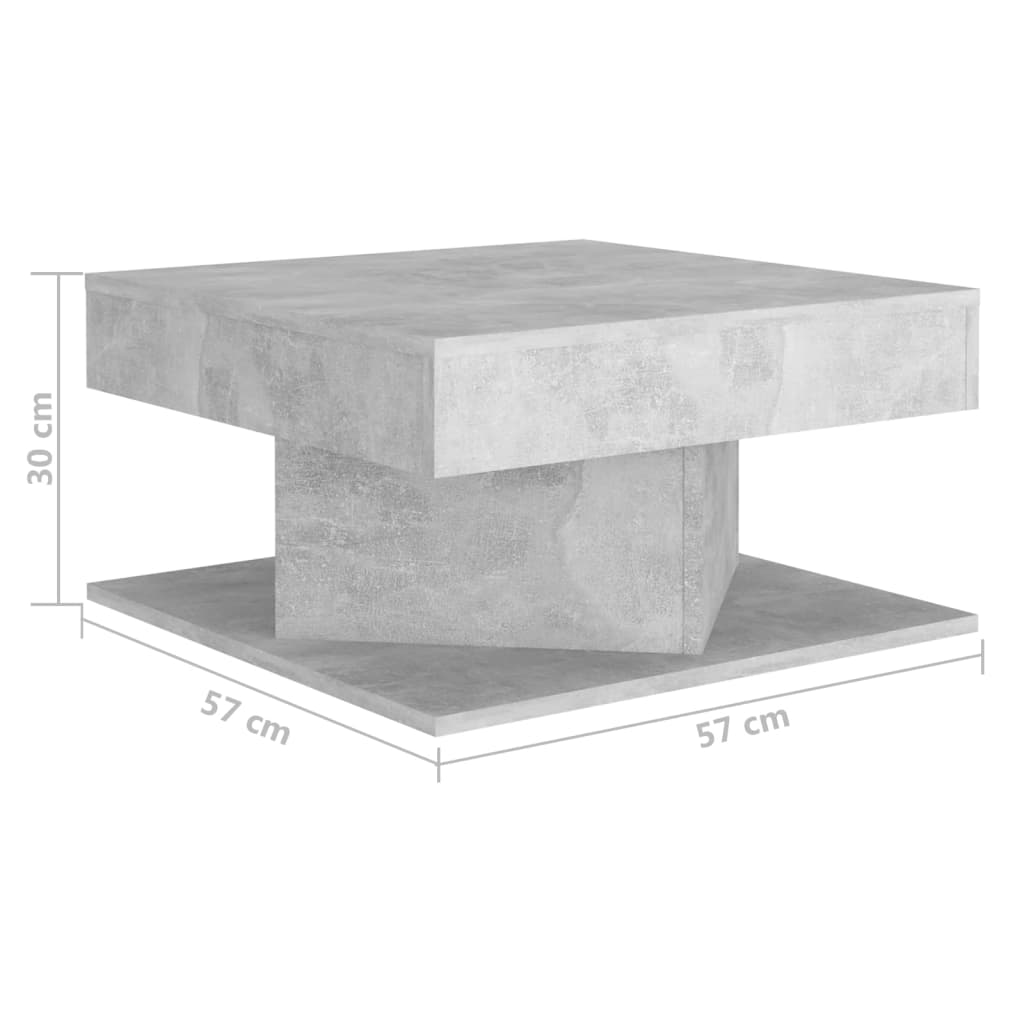 Tavolino da Salotto Grigio Cemento 57x57x30 cm in Truciolato 808372