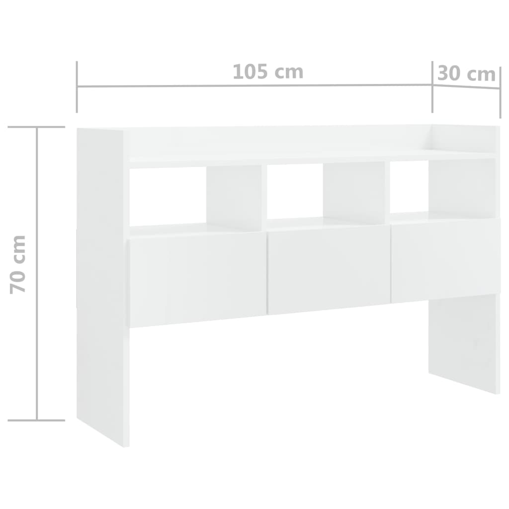 Credenza Bianca Lucido 105x30x70 cm in Truciolato 808383