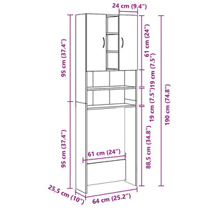 Mobile per Lavatrice Grigio Cemento 64x25,5x190 cm 808426