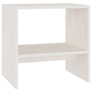 Comodino Bianco 40x30,5x40 cm in Legno Massello di Pino cod mxl 49577