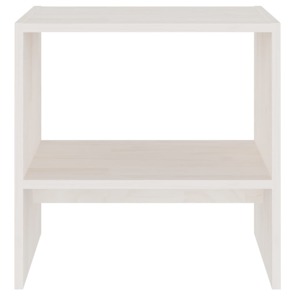 Comodino Bianco 40x30,5x40 cm in Legno Massello di Pino cod mxl 49577