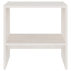 Comodino Bianco 40x30,5x40 cm in Legno Massello di Pino cod mxl 49577