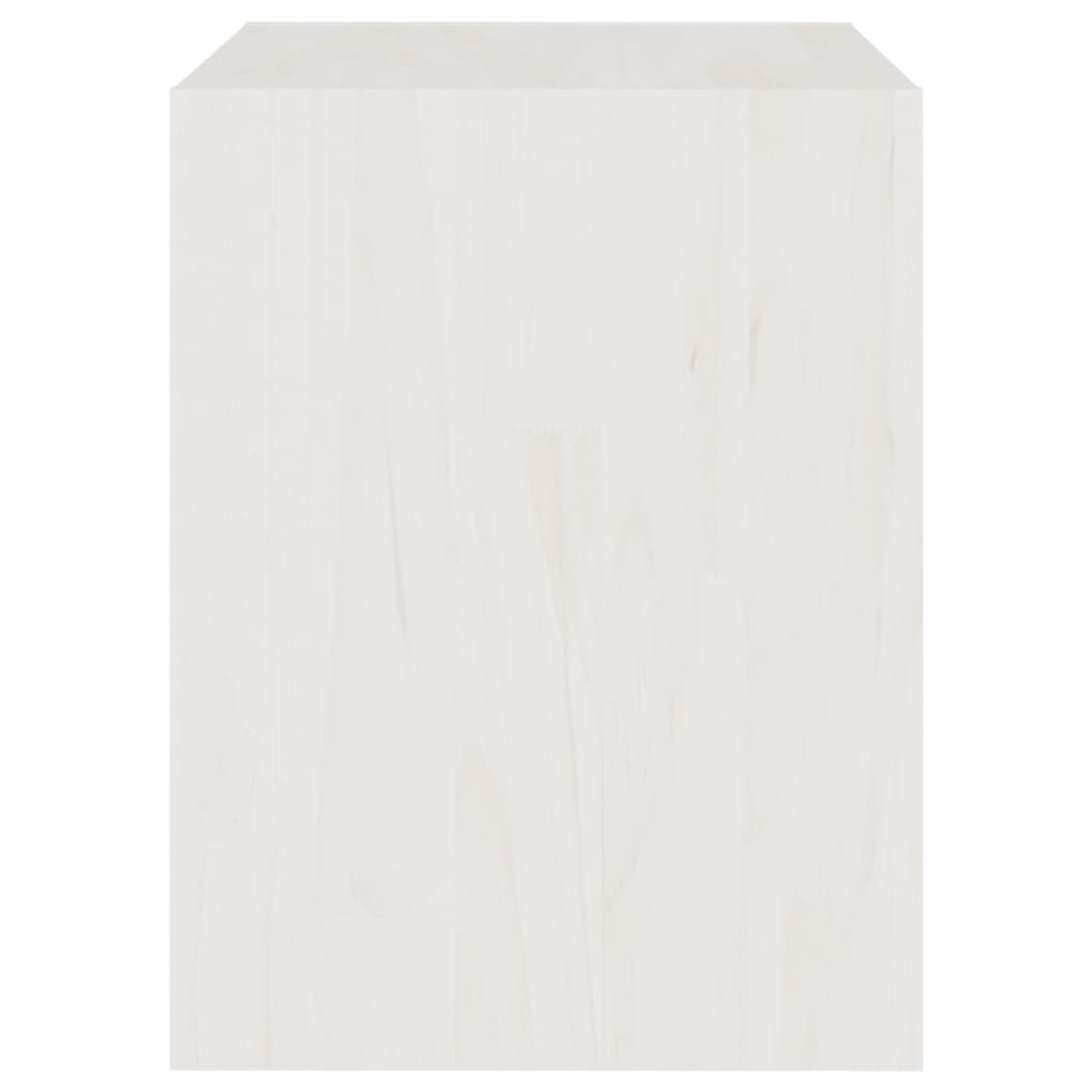 Comodino Bianco 40x30,5x40 cm in Legno Massello di Pino cod mxl 49577