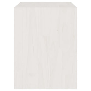 Comodino Bianco 40x30,5x40 cm in Legno Massello di Pino cod mxl 49577