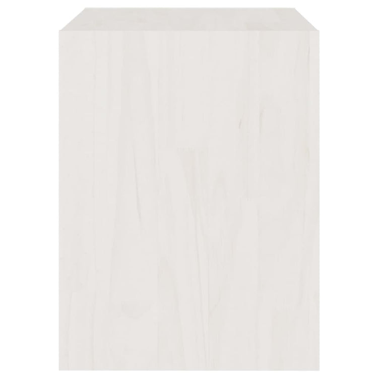 Comodino Bianco 40x30,5x40 cm in Legno Massello di Pino cod mxl 49577