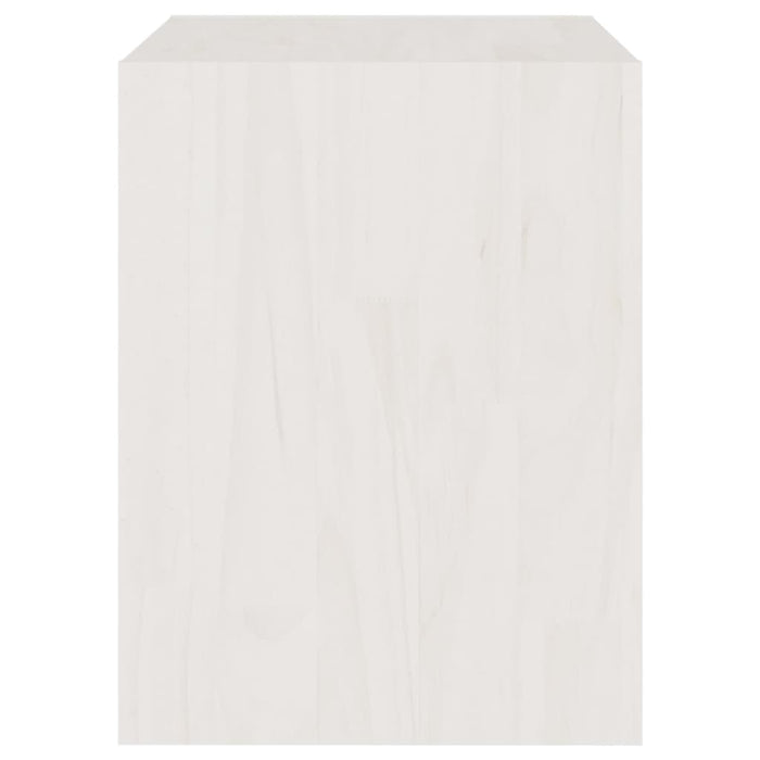 Comodino Bianco 40x30,5x40 cm in Legno Massello di Pino 808055