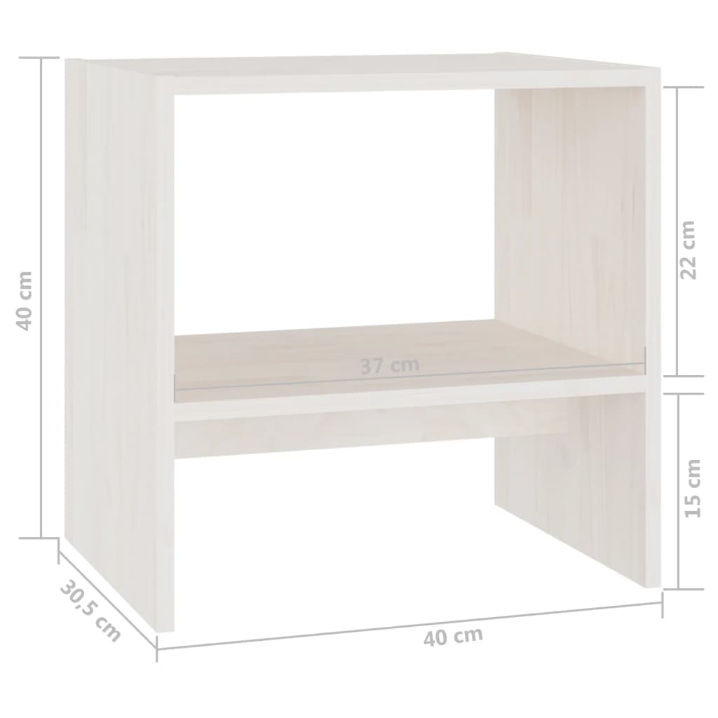 Comodino Bianco 40x30,5x40 cm in Legno Massello di Pino cod mxl 49577