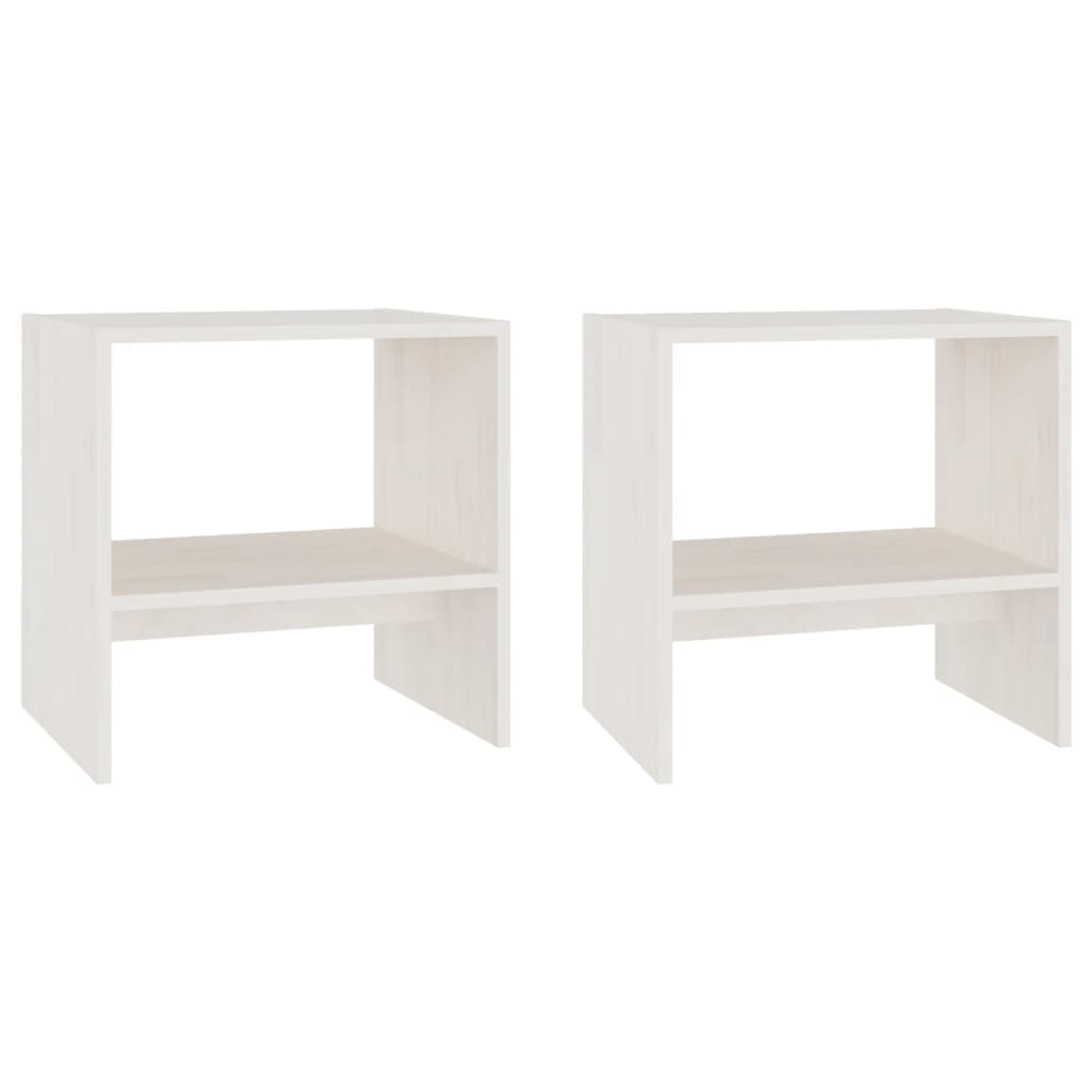 Comodini 2 pz Bianchi 40x30,5x40 cm in Legno Massello di Pino 808056