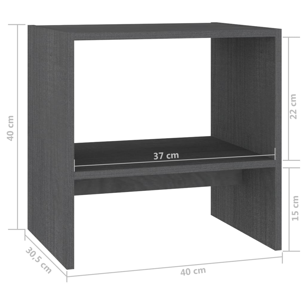 Comodini 2 pz Grigi 40x30,5x40 cm in Legno Massello di Pino cod mxl 30934