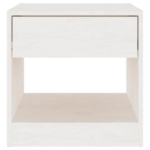 Comodino Bianco 40x31x40 cm in Legno Massello di Pino 808065