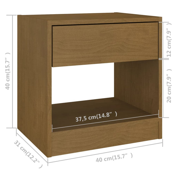 Comodini 2 pz 40x31x40 cm Marrone Miele Legno Massello di Pino 808070