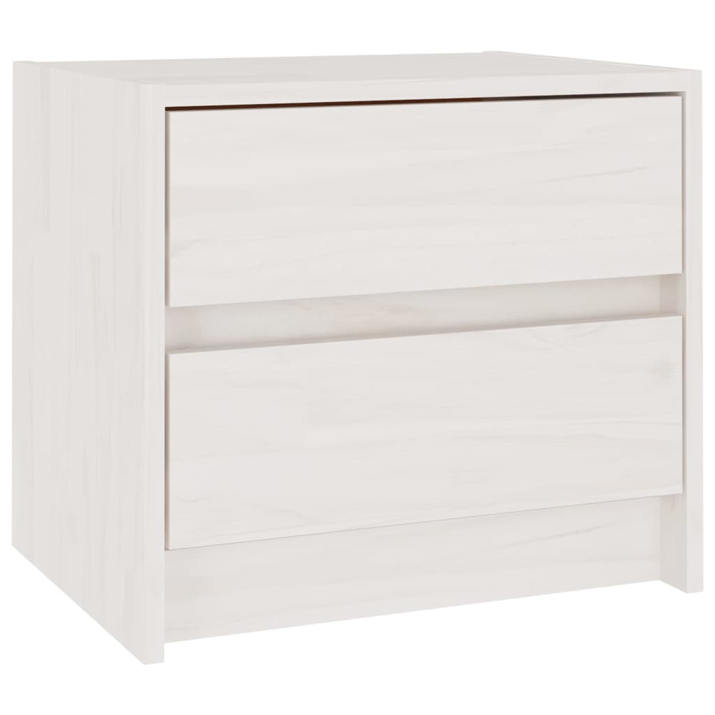 Comodino Bianco 40x30,5x35,5 cm in Legno Massello di Pino cod mxl 31164