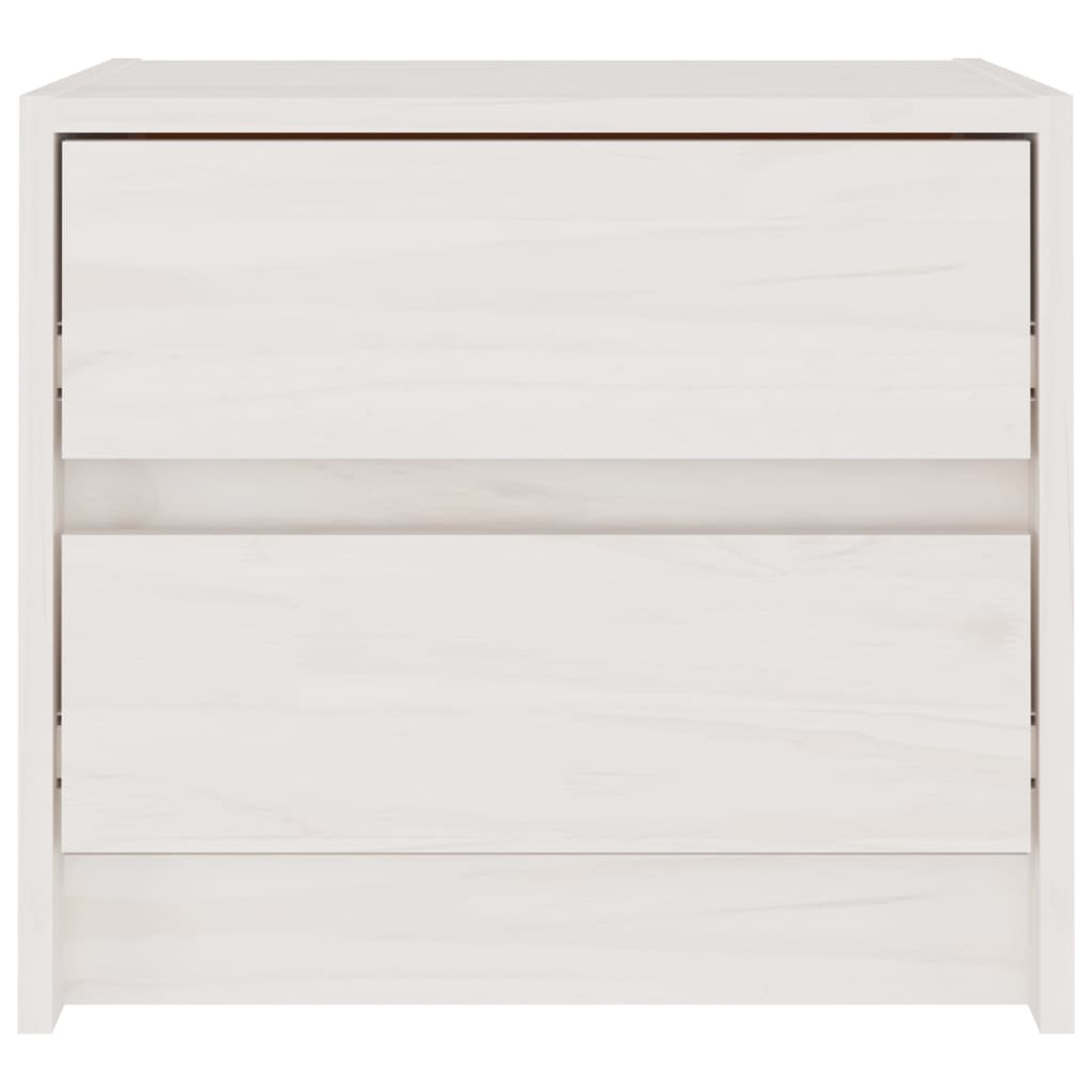 Comodino Bianco 40x30,5x35,5 cm in Legno Massello di Pino cod mxl 31164