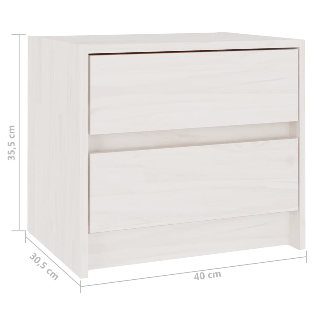 Comodino Bianco 40x30,5x35,5 cm in Legno Massello di Pino cod mxl 31164