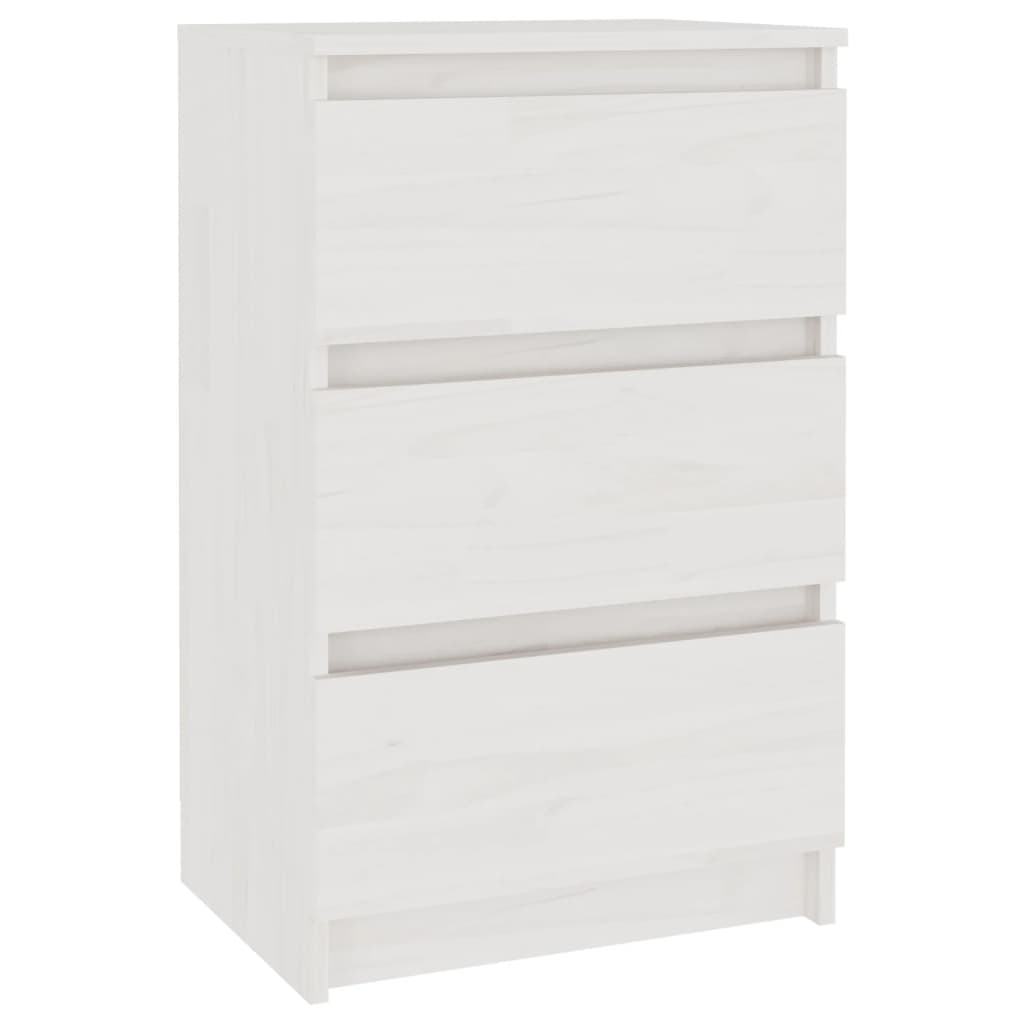 Comodino Bianco 40x29,5x64 cm in Legno Massello di Pino cod mxl 30518