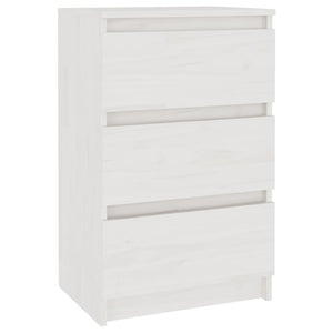 Comodino Bianco 40x29,5x64 cm in Legno Massello di Pino cod mxl 30518