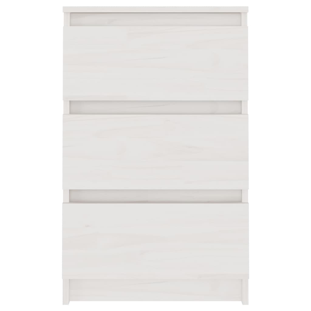 Comodino Bianco 40x29,5x64 cm in Legno Massello di Pino cod mxl 30518