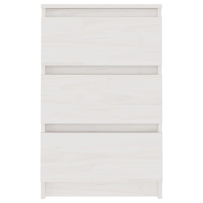 Comodino Bianco 40x29,5x64 cm in Legno Massello di Pino 808085