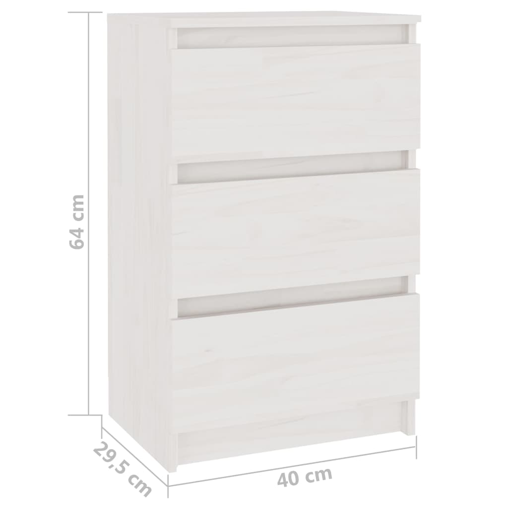 Comodino Bianco 40x29,5x64 cm in Legno Massello di Pino cod mxl 30518