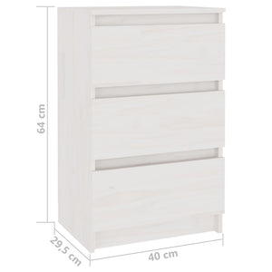 Comodino Bianco 40x29,5x64 cm in Legno Massello di Pino cod mxl 30518