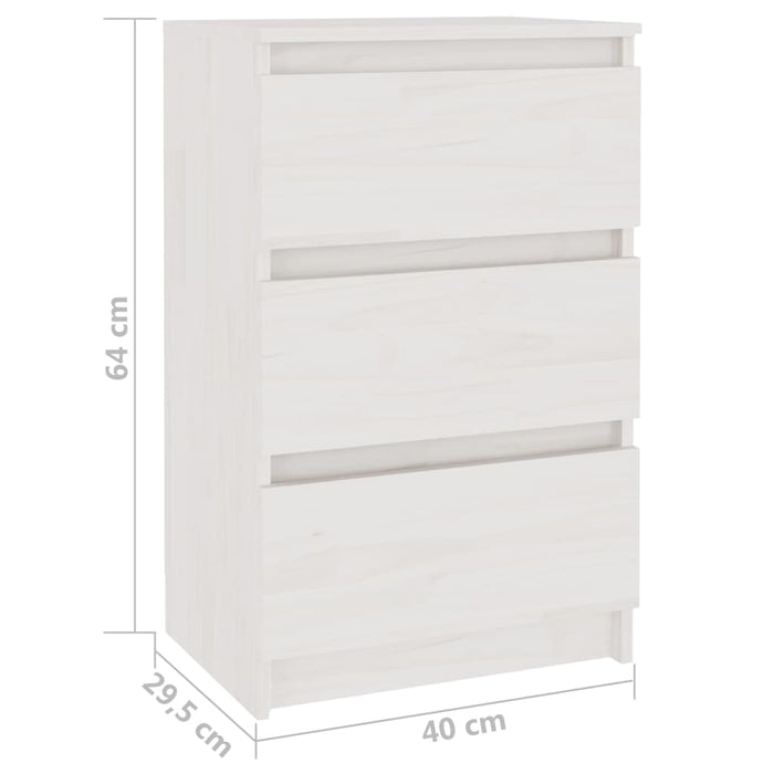 Comodino Bianco 40x29,5x64 cm in Legno Massello di Pino cod mxl 30518