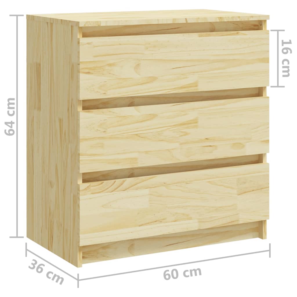 Comodino 60x36x64 cm in Legno Massello di Pino cod mxl 30032