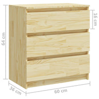 Comodino 60x36x64 cm in Legno Massello di Pino cod mxl 30032