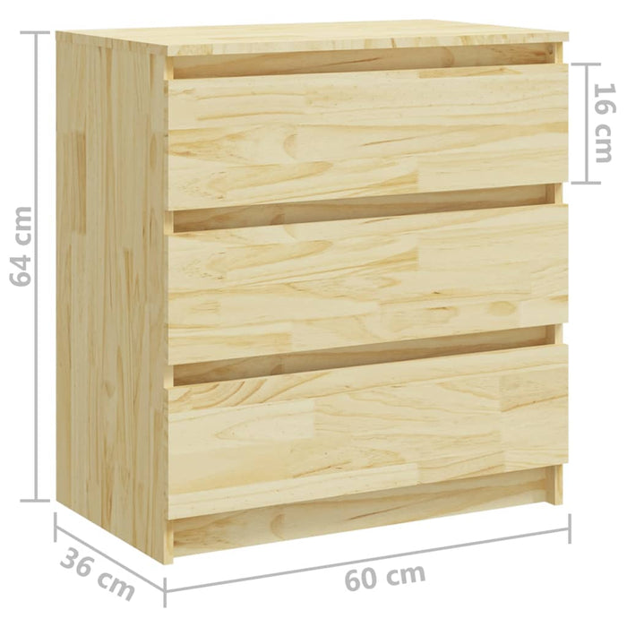 Comodino 60x36x64 cm in Legno Massello di Pino cod mxl 30032