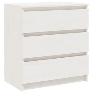 Comodino Bianco 60x36x64 cm in Legno Massello di Pino