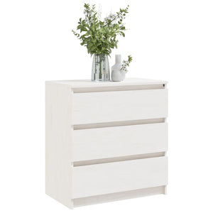 Comodino Bianco 60x36x64 cm in Legno Massello di Pino