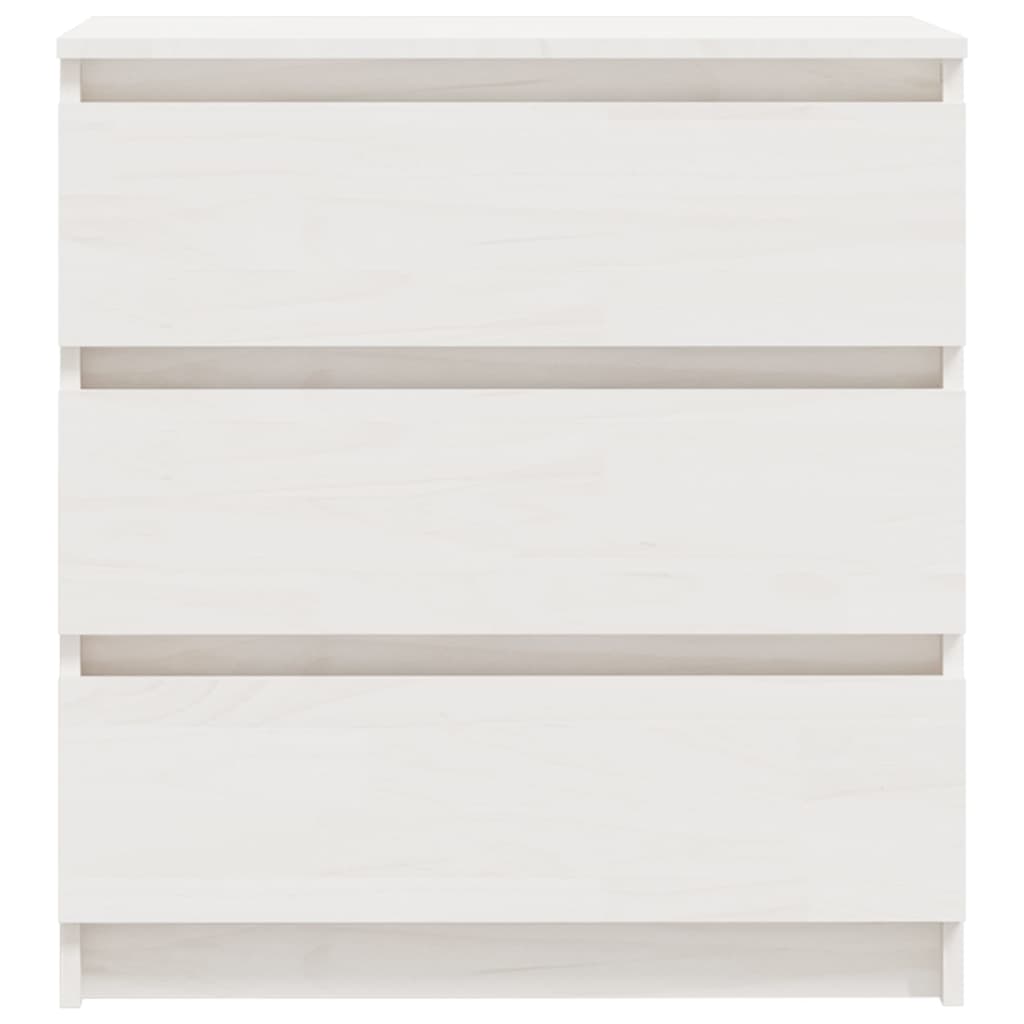 Comodino Bianco 60x36x64 cm in Legno Massello di Pino