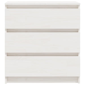 Comodino Bianco 60x36x64 cm in Legno Massello di Pino