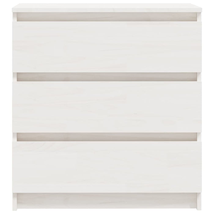 Comodino Bianco 60x36x64 cm in Legno Massello di Pino