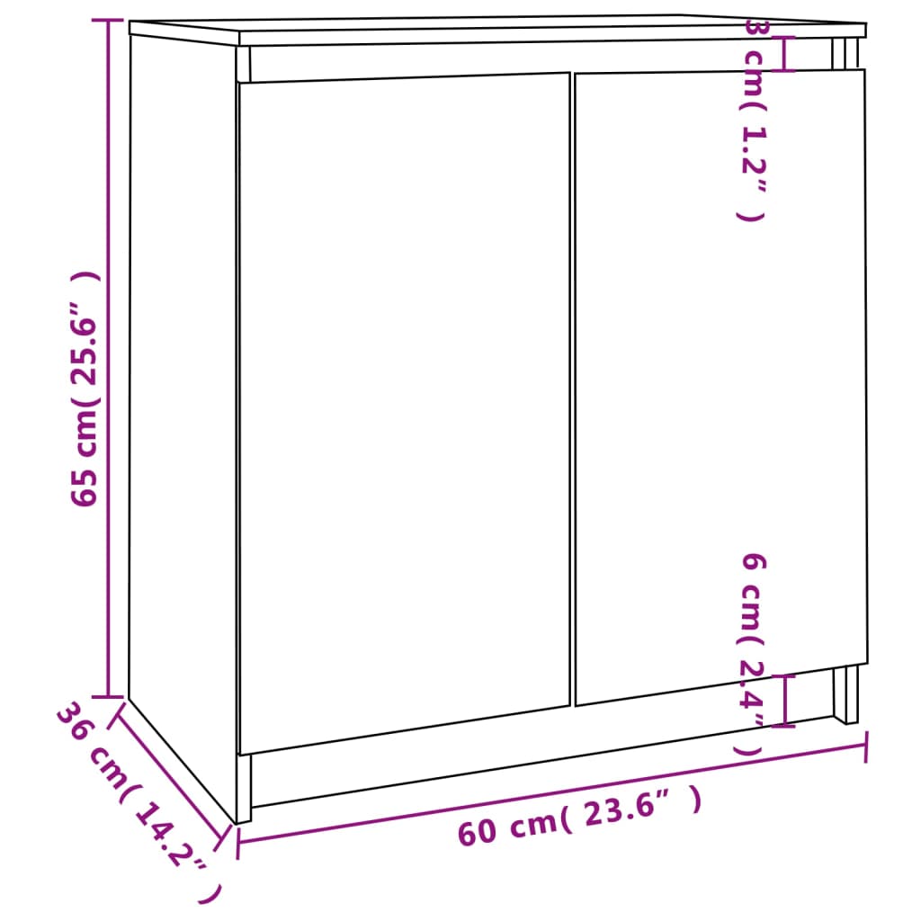 Credenza Bianca 60x36x65 cm in Legno Massello di Pino cod mxl 18344