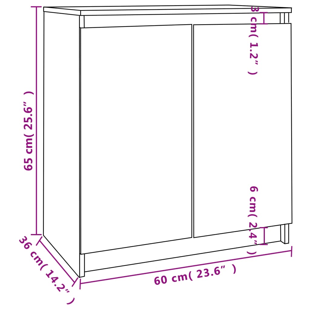 Credenza Grigia 60x36x65 cm in Legno Massello di Pino cod mxl 8648